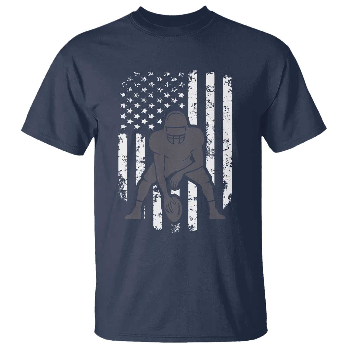 Football Player American Flag T Shirt Cool Distressed Vintage Patriotic - Wonder Print Shop