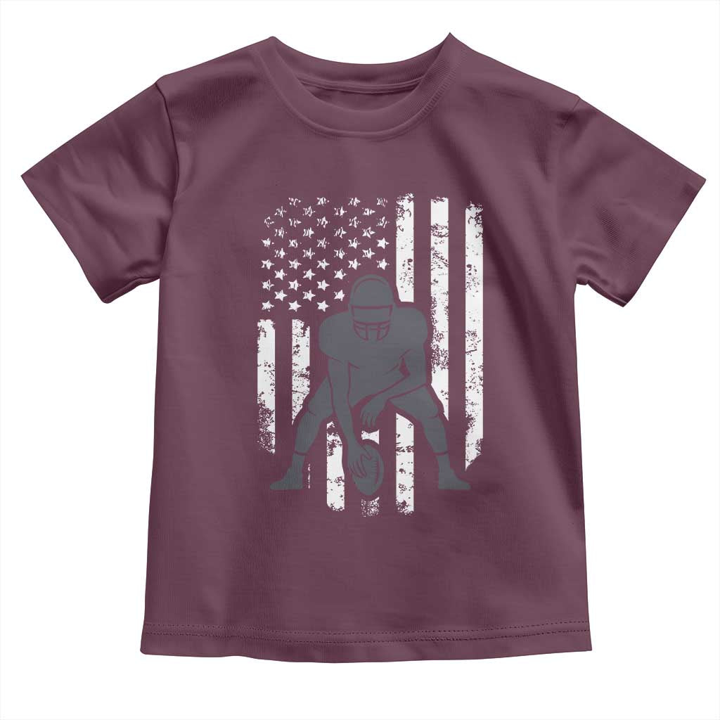Football Player American Flag Toddler T Shirt Cool Distressed Vintage Patriotic - Wonder Print Shop