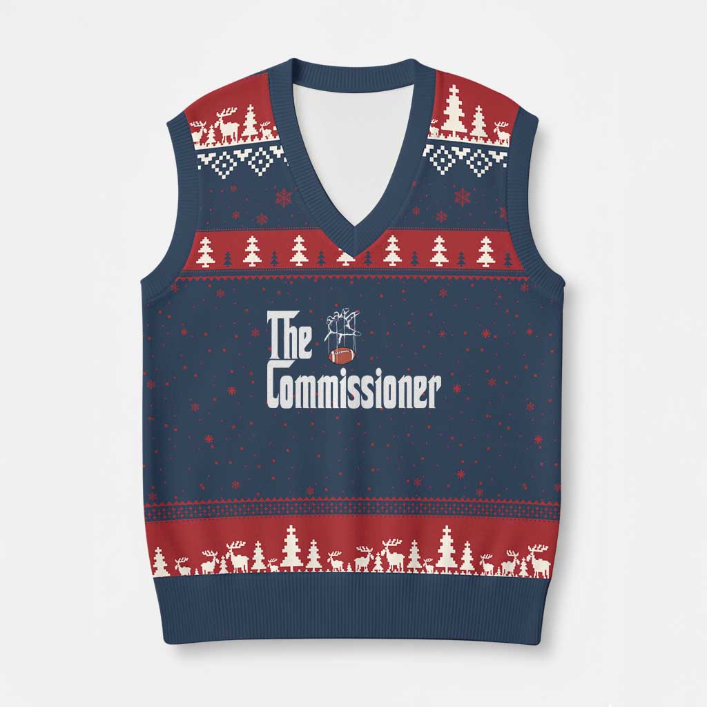 Fantasy Football Commissioner V-Neck Knit Sweater Vest Draft Party Commish FFL - Wonder Print Shop