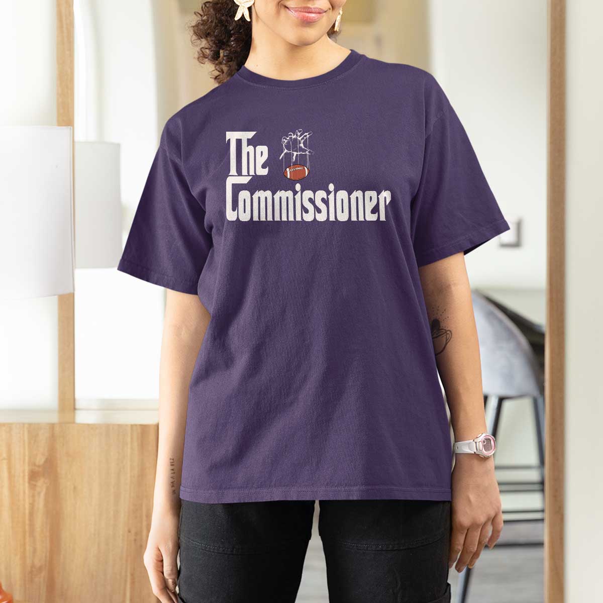 Fantasy Football Commissioner T Shirt For Women Draft Party Commish FFL - Wonder Print Shop