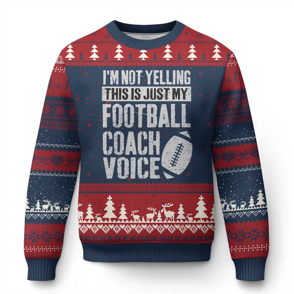 Football Coach Ugly Christmas Sweater Cool Distressed Vintage Funny Not Yelling - Wonder Print Shop