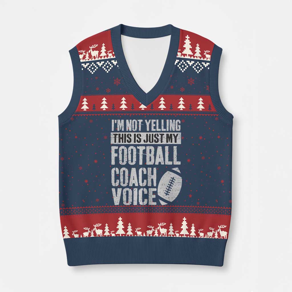 Football Coach V-Neck Knit Sweater Vest Cool Distressed Vintage Funny Not Yelling - Wonder Print Shop