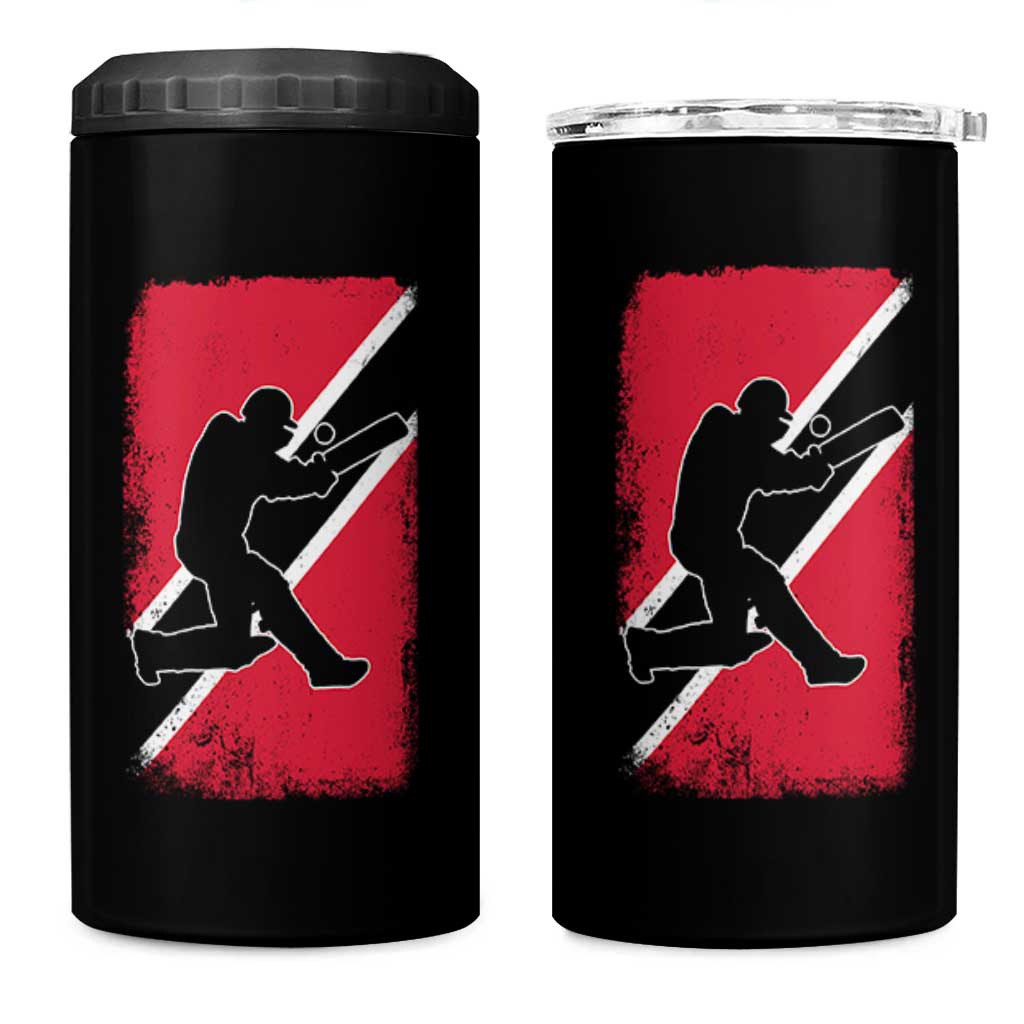 Trinidad and Tobago Cricket 4 in 1 Can Cooler Tumbler Retro Vintage Sport Trini Trinidadian Flag Cricket Fan