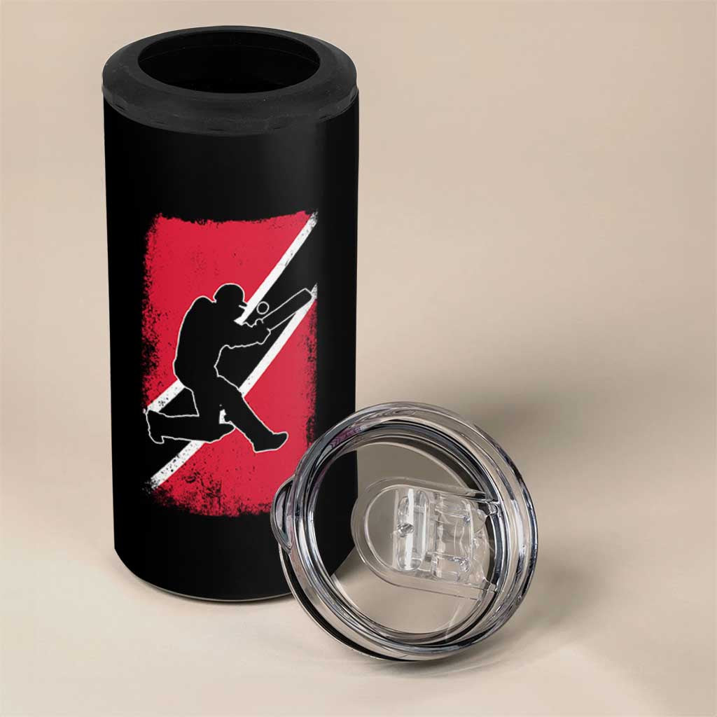 Trinidad and Tobago Cricket 4 in 1 Can Cooler Tumbler Retro Vintage Sport Trini Trinidadian Flag Cricket Fan