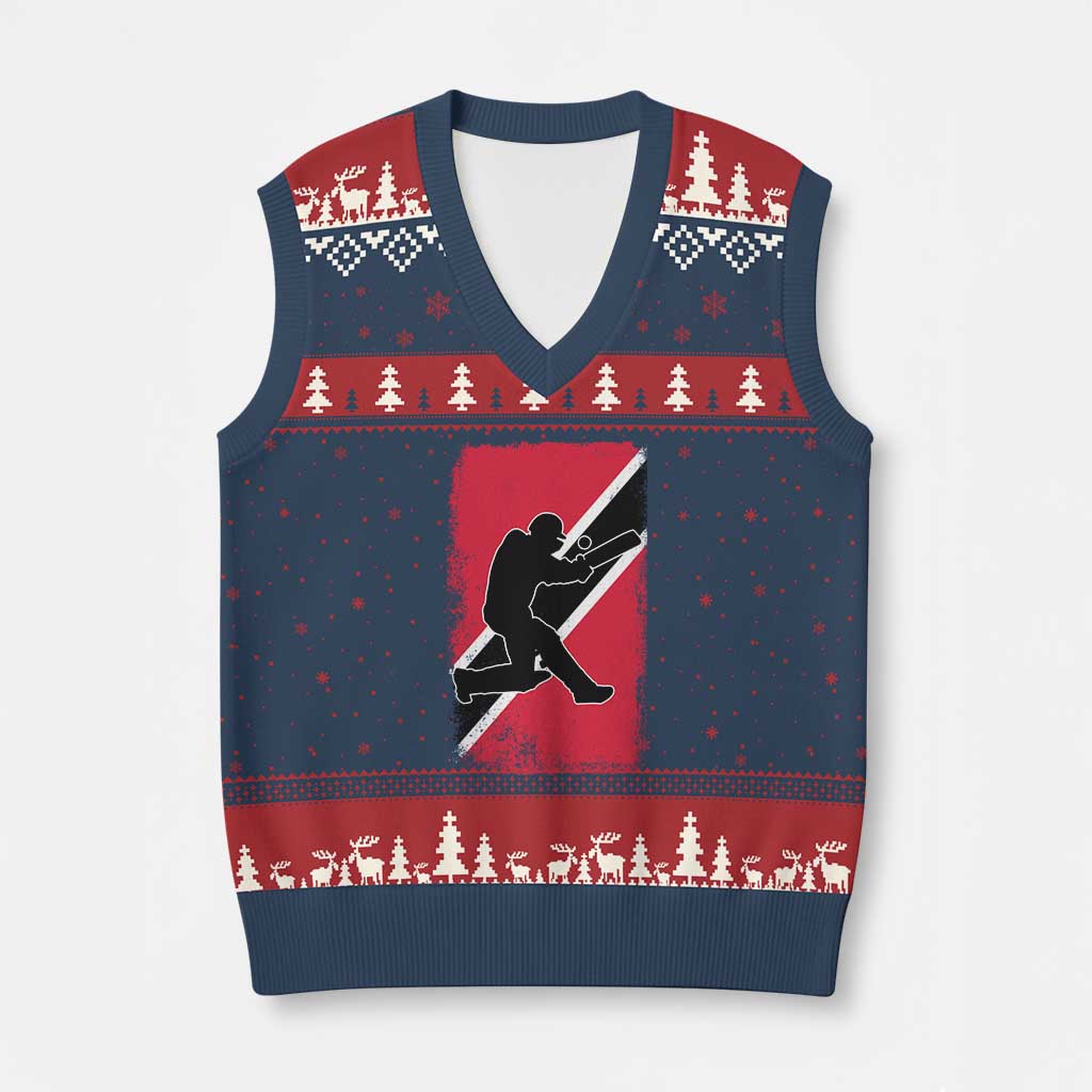 Trinidad and Tobago Cricket V-Neck Knit Sweater Vest Retro Vintage Sport Trini Trinidadian Flag Cricket Fan