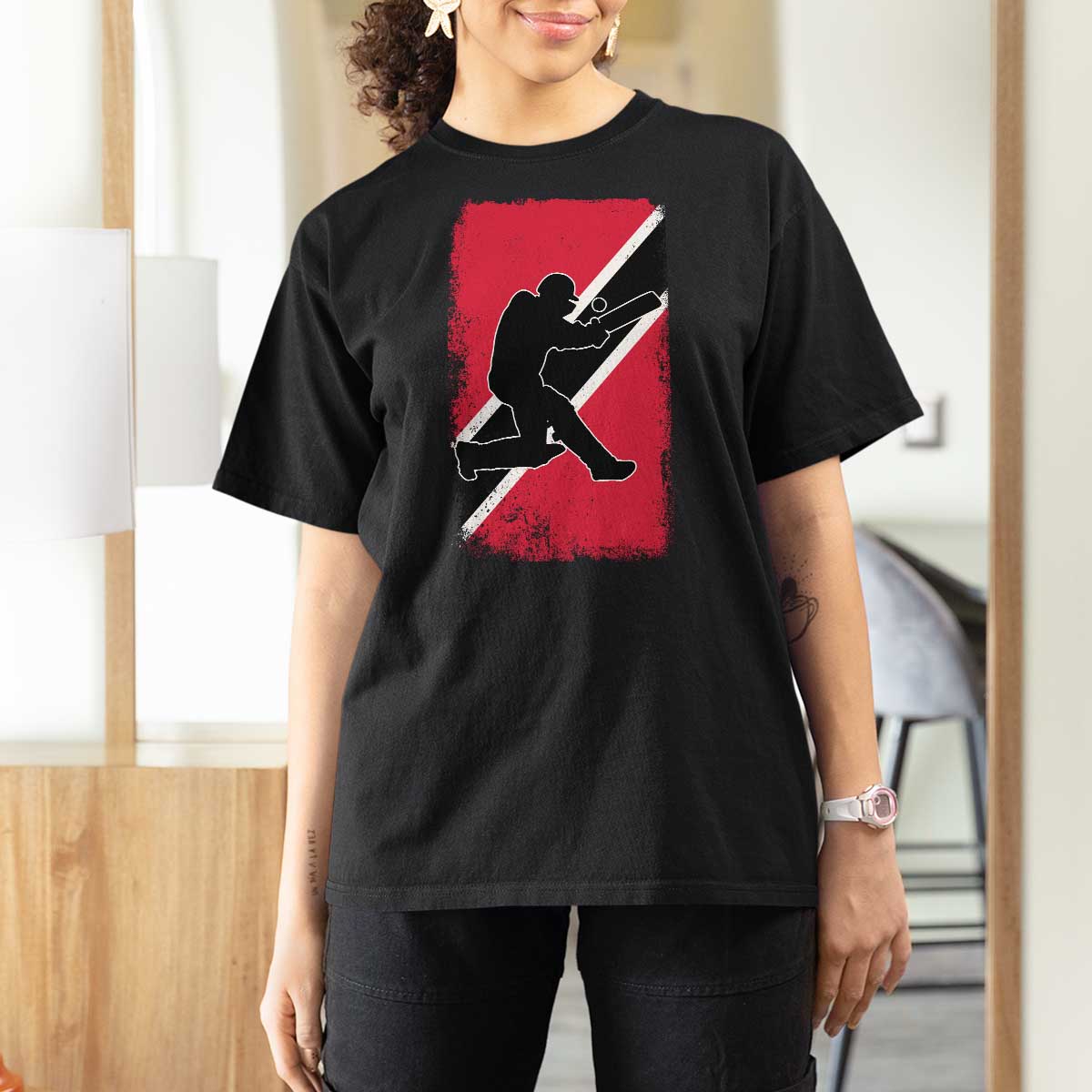 Trinidad and Tobago Cricket T Shirt For Women Retro Vintage Sport Trini Trinidadian Flag Cricket Fan