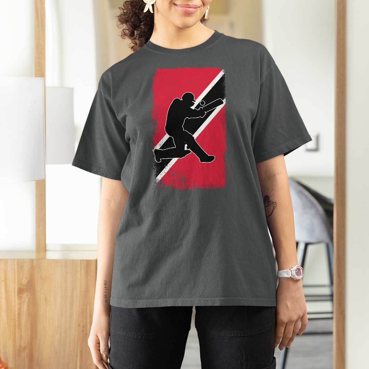 Trinidad and Tobago Cricket T Shirt For Women Retro Vintage Sport Trini Trinidadian Flag Cricket Fan