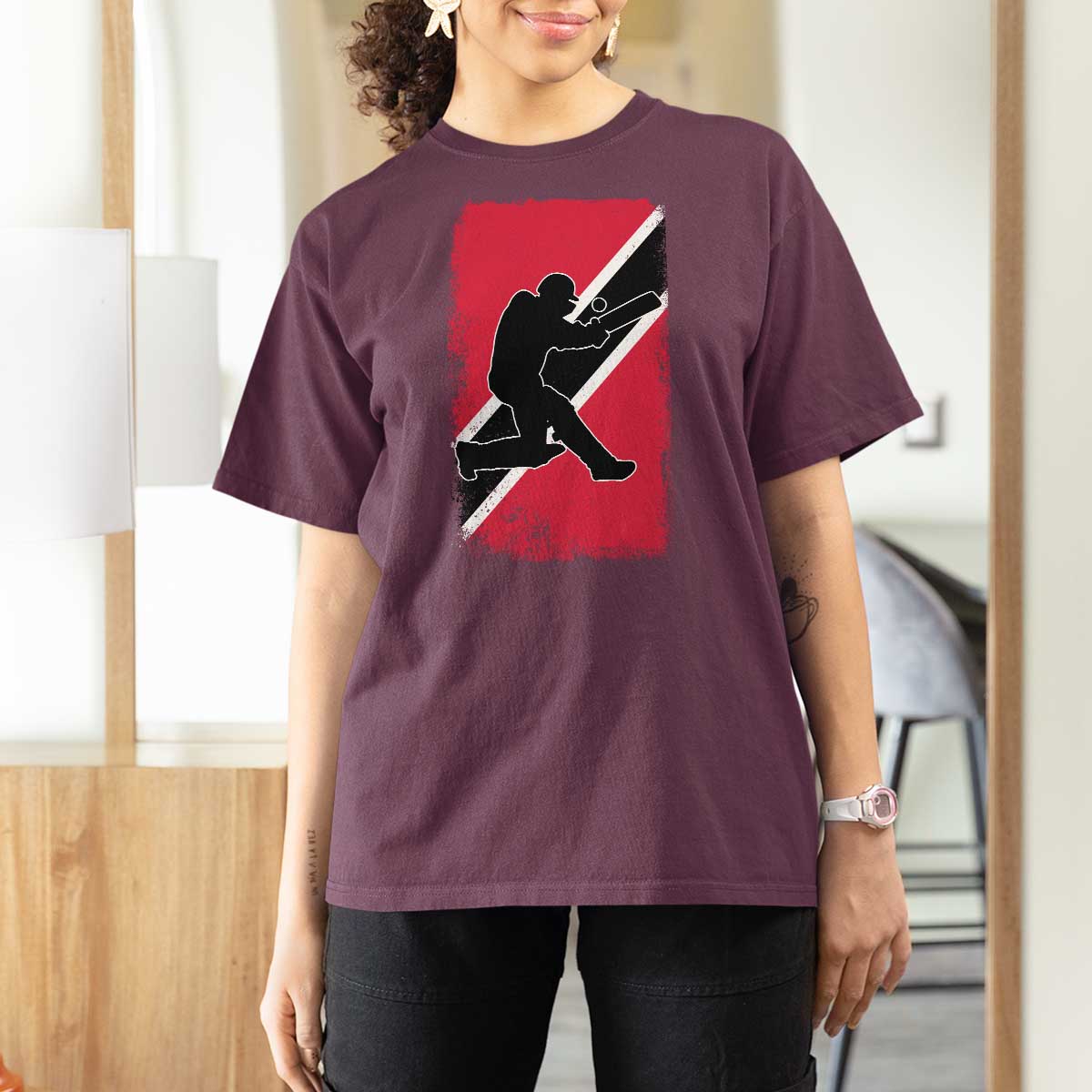 Trinidad and Tobago Cricket T Shirt For Women Retro Vintage Sport Trini Trinidadian Flag Cricket Fan