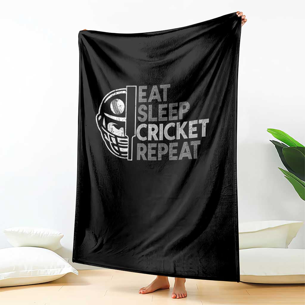 Eat Sleep Cricket Repeat Throw Blanket Retro Vintage Cricket Gifts