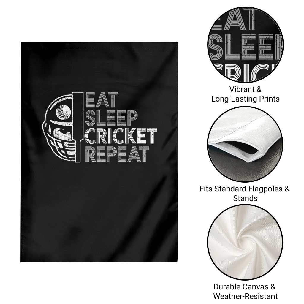 Eat Sleep Cricket Repeat Garden Flag Retro Vintage Cricket Gifts