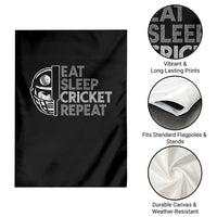 Eat Sleep Cricket Repeat Garden Flag Retro Vintage Cricket Gifts