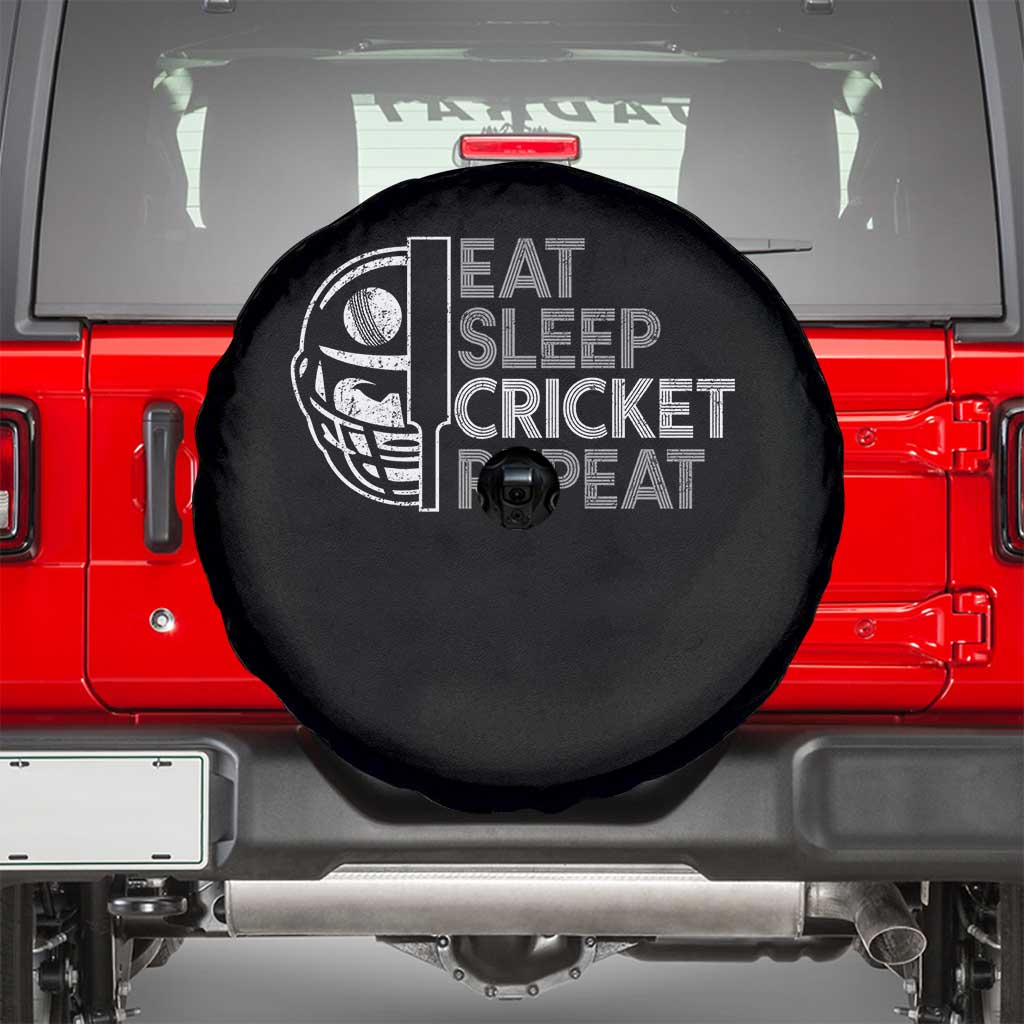Eat Sleep Cricket Repeat Spare Tire Cover Retro Vintage Cricket Gifts
