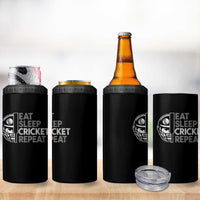 Eat Sleep Cricket Repeat 4 in 1 Can Cooler Tumbler Retro Vintage Cricket Gifts