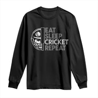 Eat Sleep Cricket Repeat Long Sleeve Shirt Retro Vintage Cricket Gifts