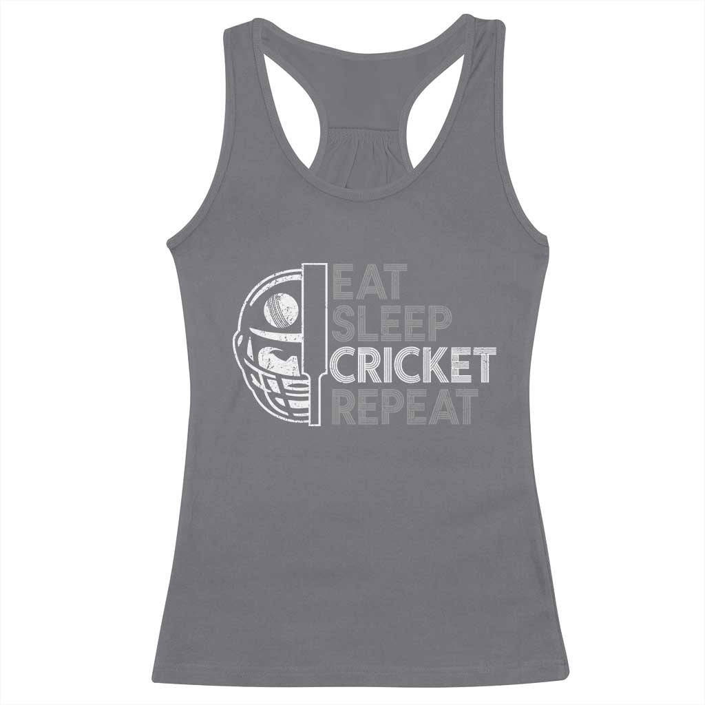 Eat Sleep Cricket Repeat Racerback Tank Top Retro Vintage Cricket Gifts