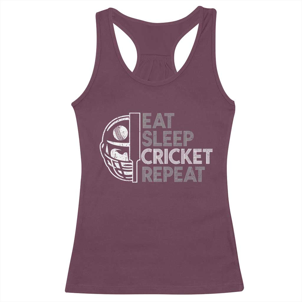 Eat Sleep Cricket Repeat Racerback Tank Top Retro Vintage Cricket Gifts