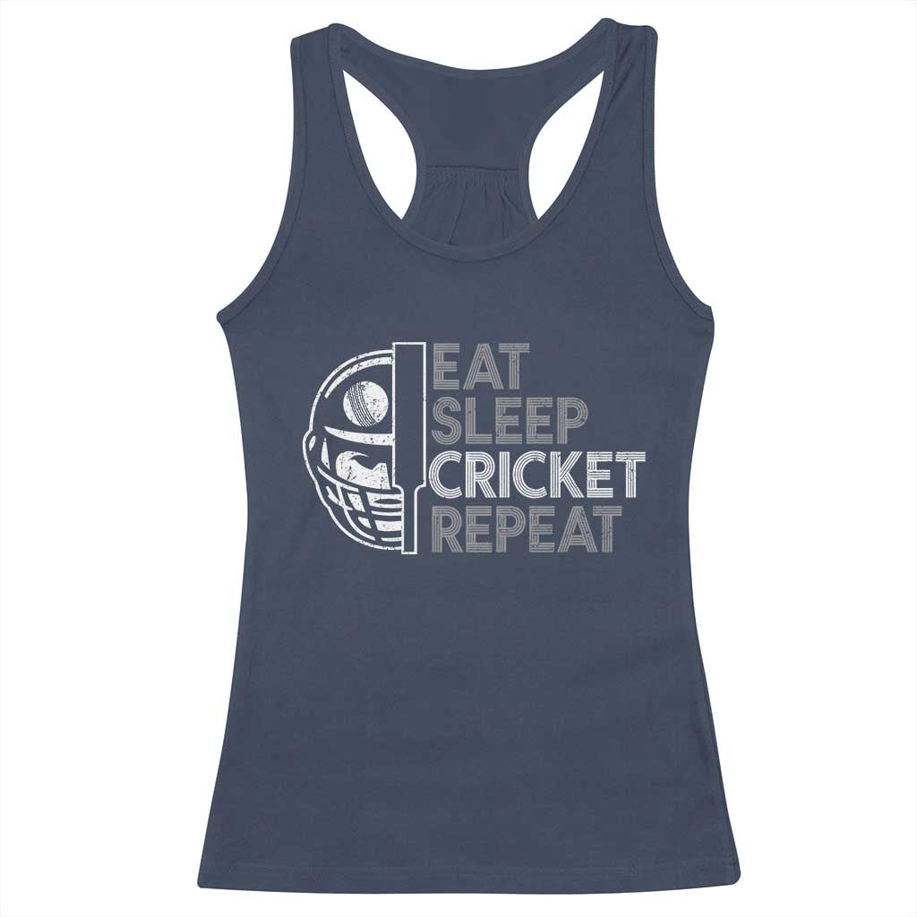 Eat Sleep Cricket Repeat Racerback Tank Top Retro Vintage Cricket Gifts