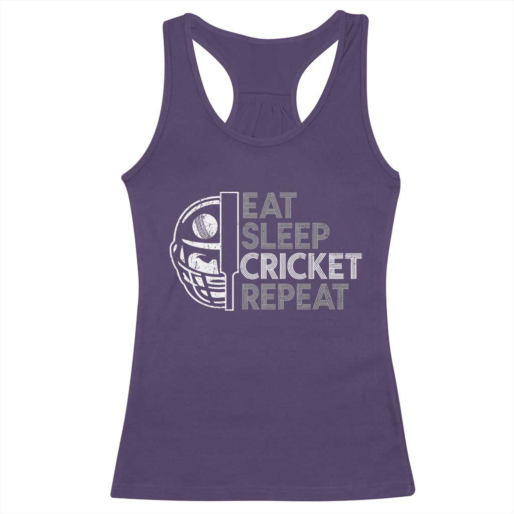 Eat Sleep Cricket Repeat Racerback Tank Top Retro Vintage Cricket Gifts
