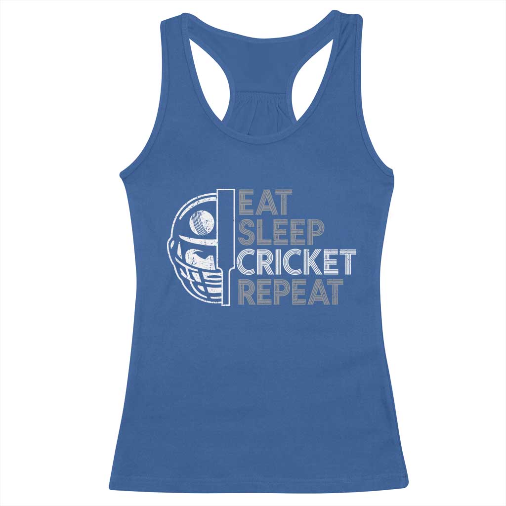 Eat Sleep Cricket Repeat Racerback Tank Top Retro Vintage Cricket Gifts