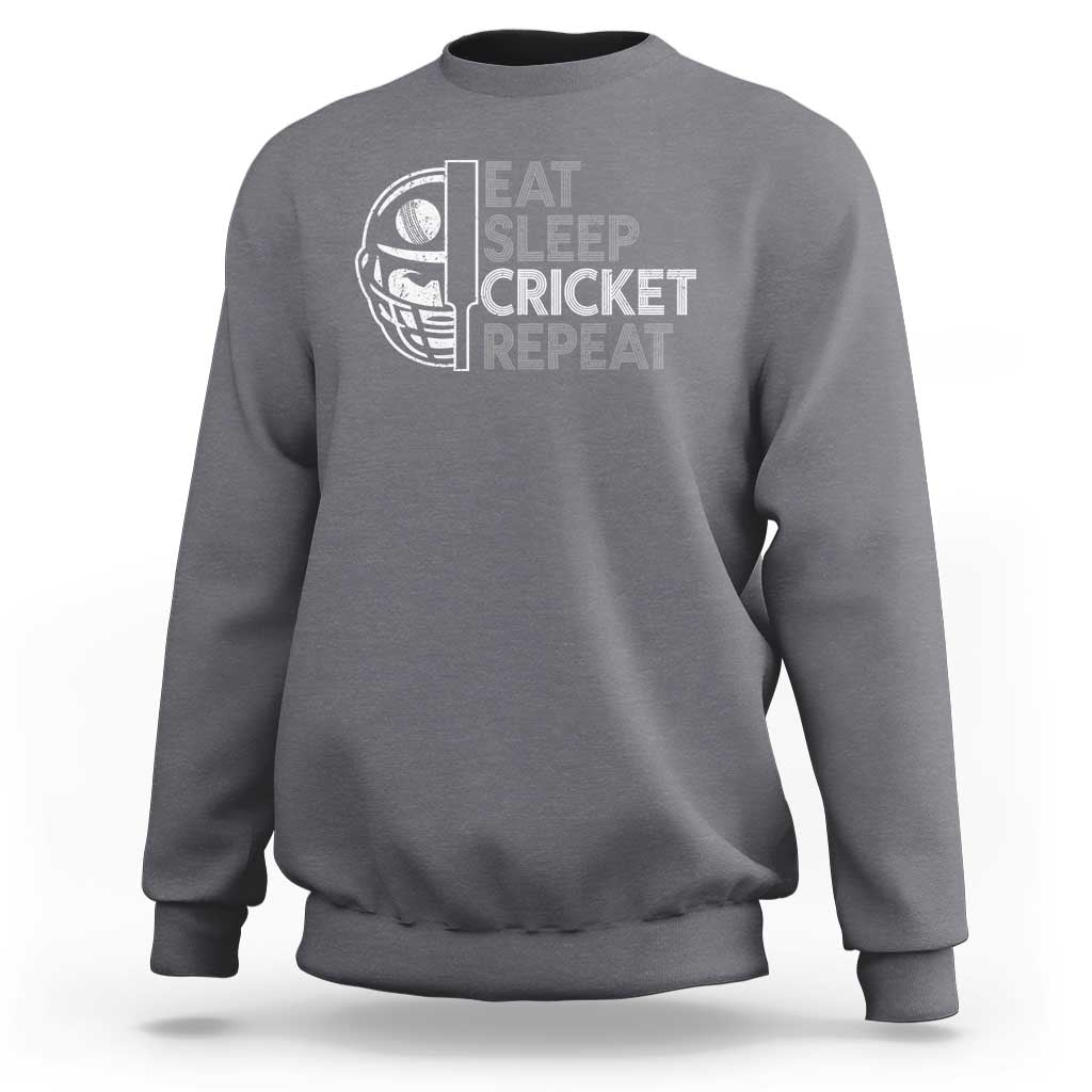 Eat Sleep Cricket Repeat Sweatshirt Retro Vintage Cricket Gifts