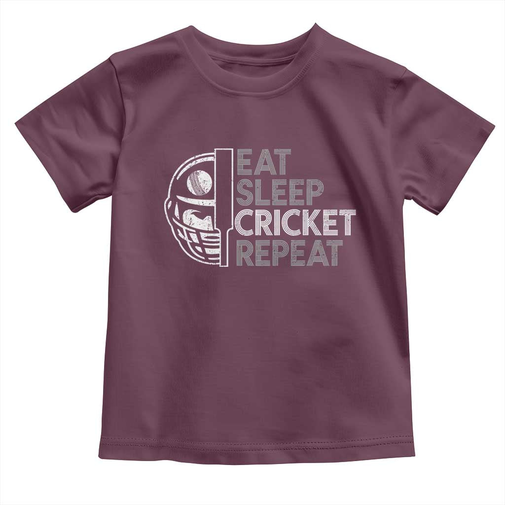 Eat Sleep Cricket Repeat Toddler T Shirt Retro Vintage Cricket Gifts