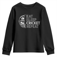 Eat Sleep Cricket Repeat Youth Sweatshirt Retro Vintage Cricket Gifts