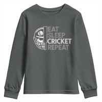 Eat Sleep Cricket Repeat Youth Sweatshirt Retro Vintage Cricket Gifts