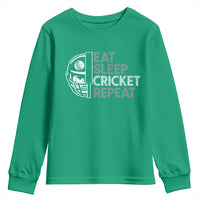 Eat Sleep Cricket Repeat Youth Sweatshirt Retro Vintage Cricket Gifts