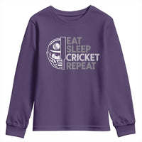 Eat Sleep Cricket Repeat Youth Sweatshirt Retro Vintage Cricket Gifts