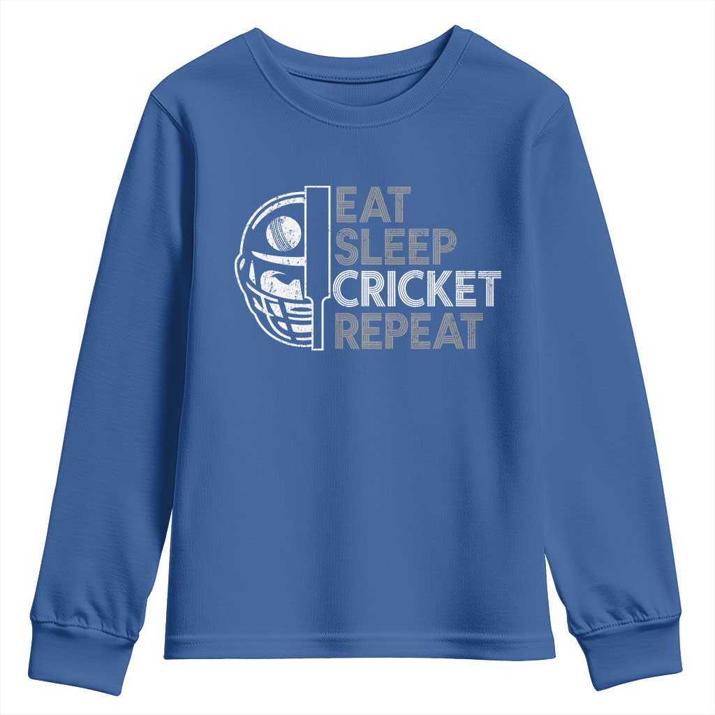 Eat Sleep Cricket Repeat Youth Sweatshirt Retro Vintage Cricket Gifts
