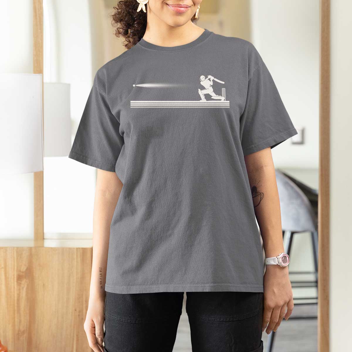 Cricket Player T Shirt For Women Powerful Batsman Shot Cricket Gifts