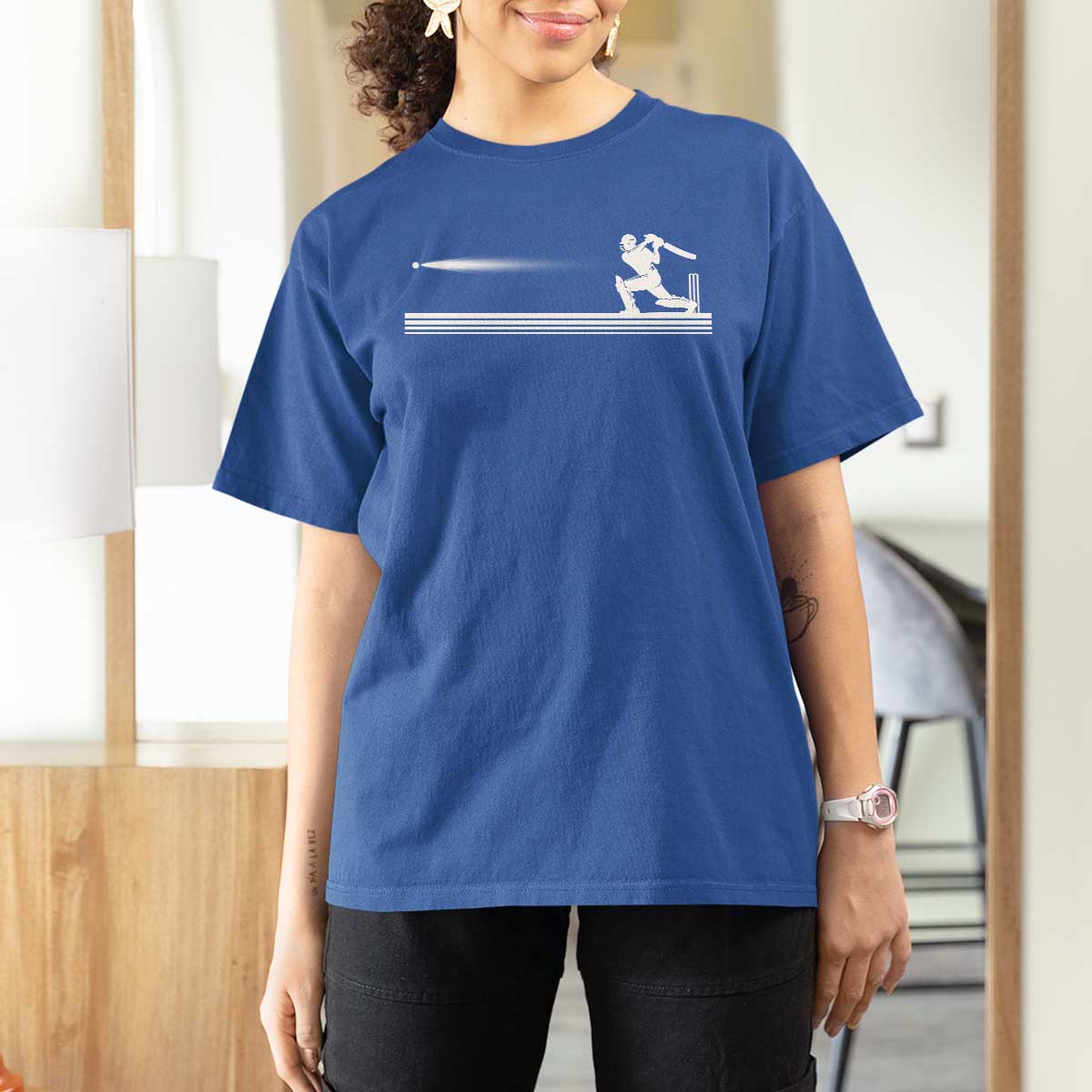 Cricket Player T Shirt For Women Powerful Batsman Shot Cricket Gifts