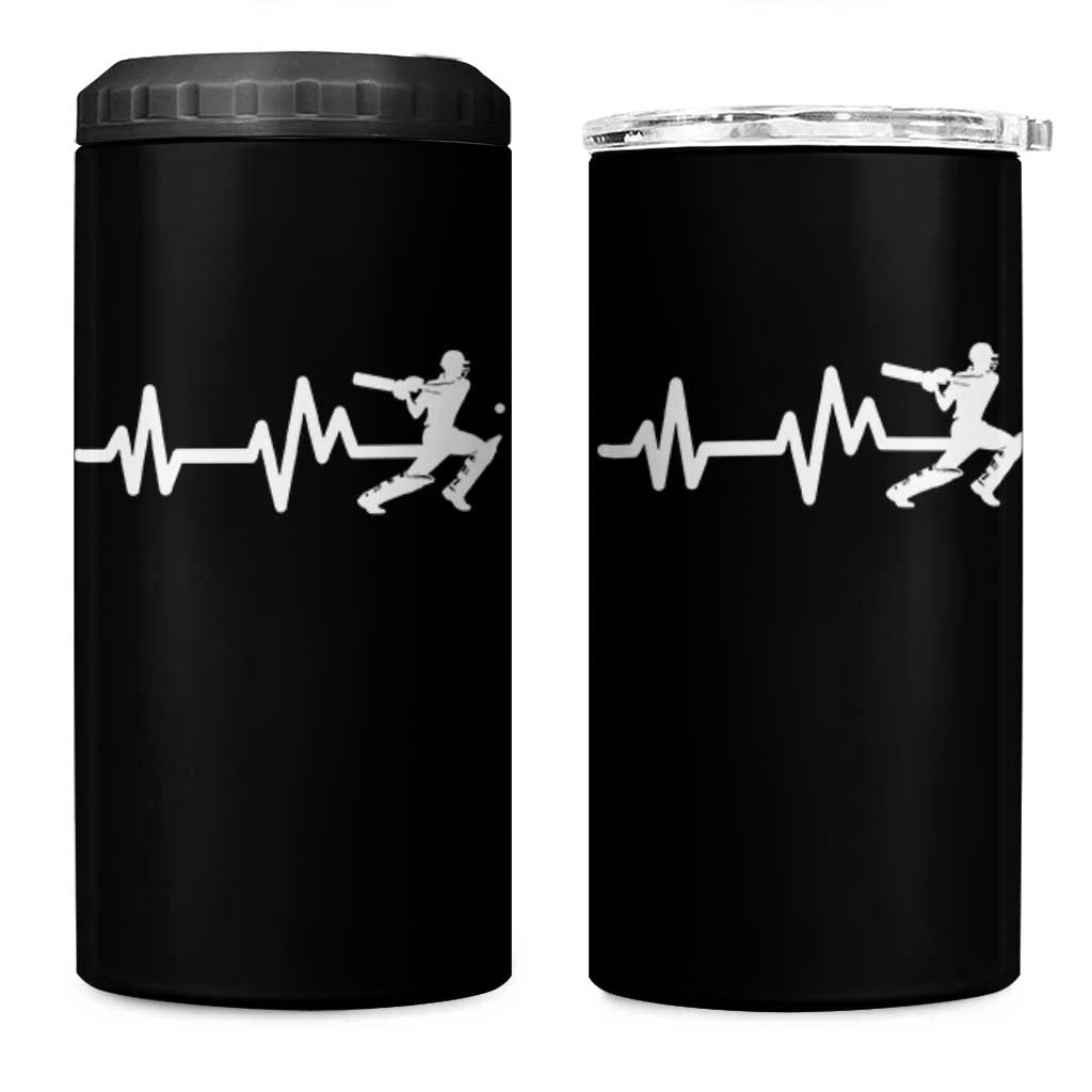 Cricket Player 4 in 1 Can Cooler Tumbler Cricket Heartbeat Batsman