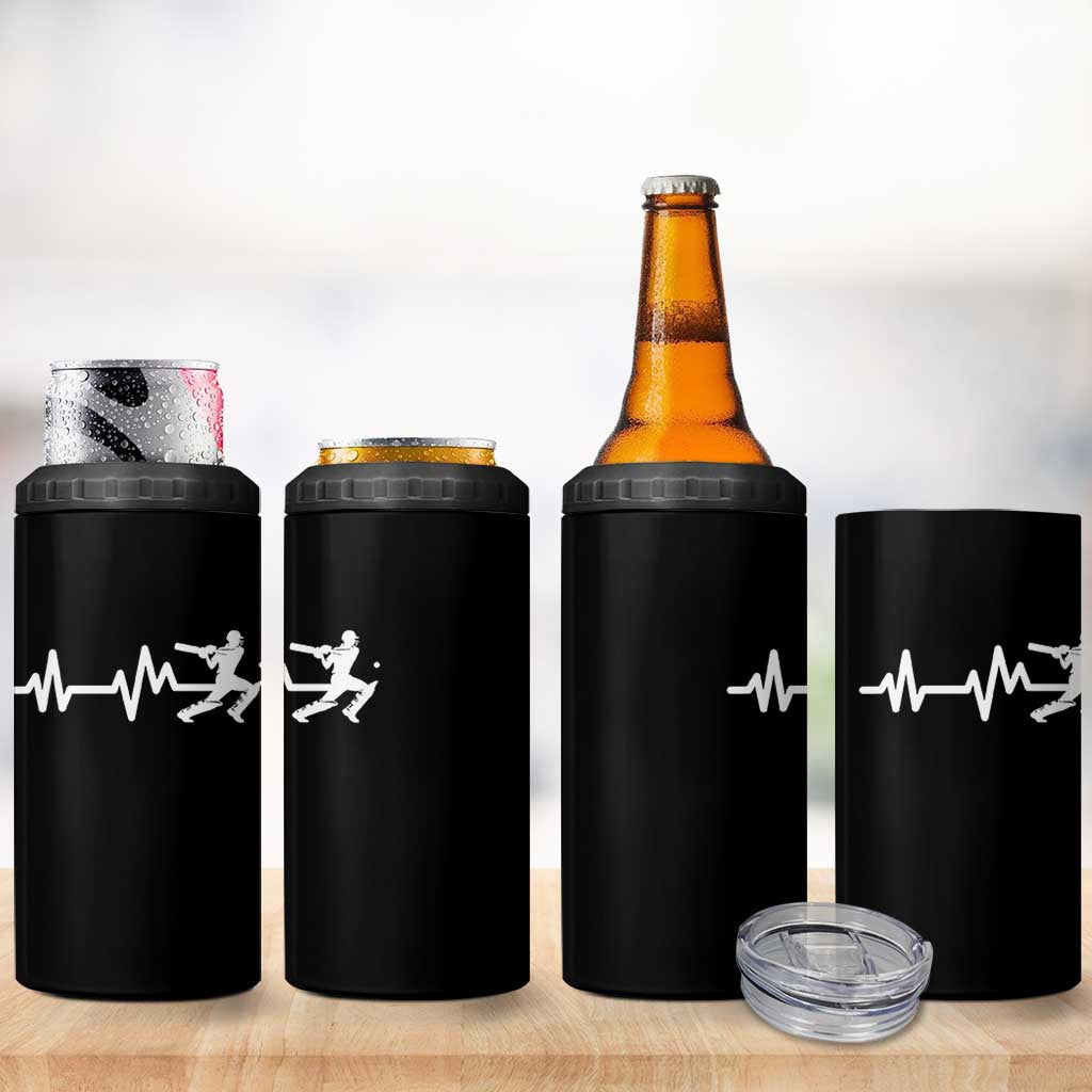 Cricket Player 4 in 1 Can Cooler Tumbler Cricket Heartbeat Batsman