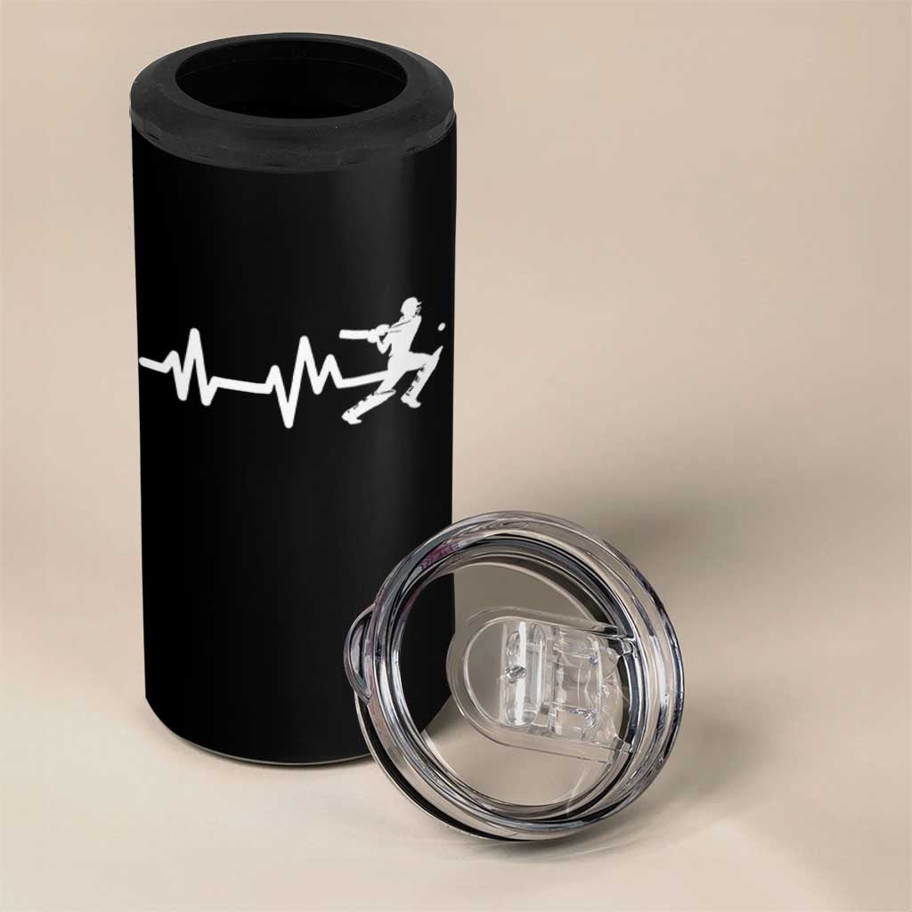 Cricket Player 4 in 1 Can Cooler Tumbler Cricket Heartbeat Batsman