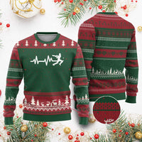 Cricket Player Ugly Christmas Sweater Cricket Heartbeat Batsman