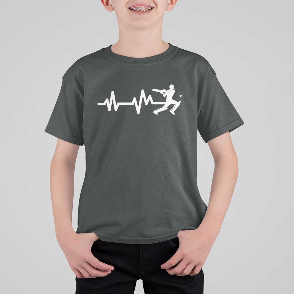 Cricket Player T Shirt For Kid Cricket Heartbeat Batsman