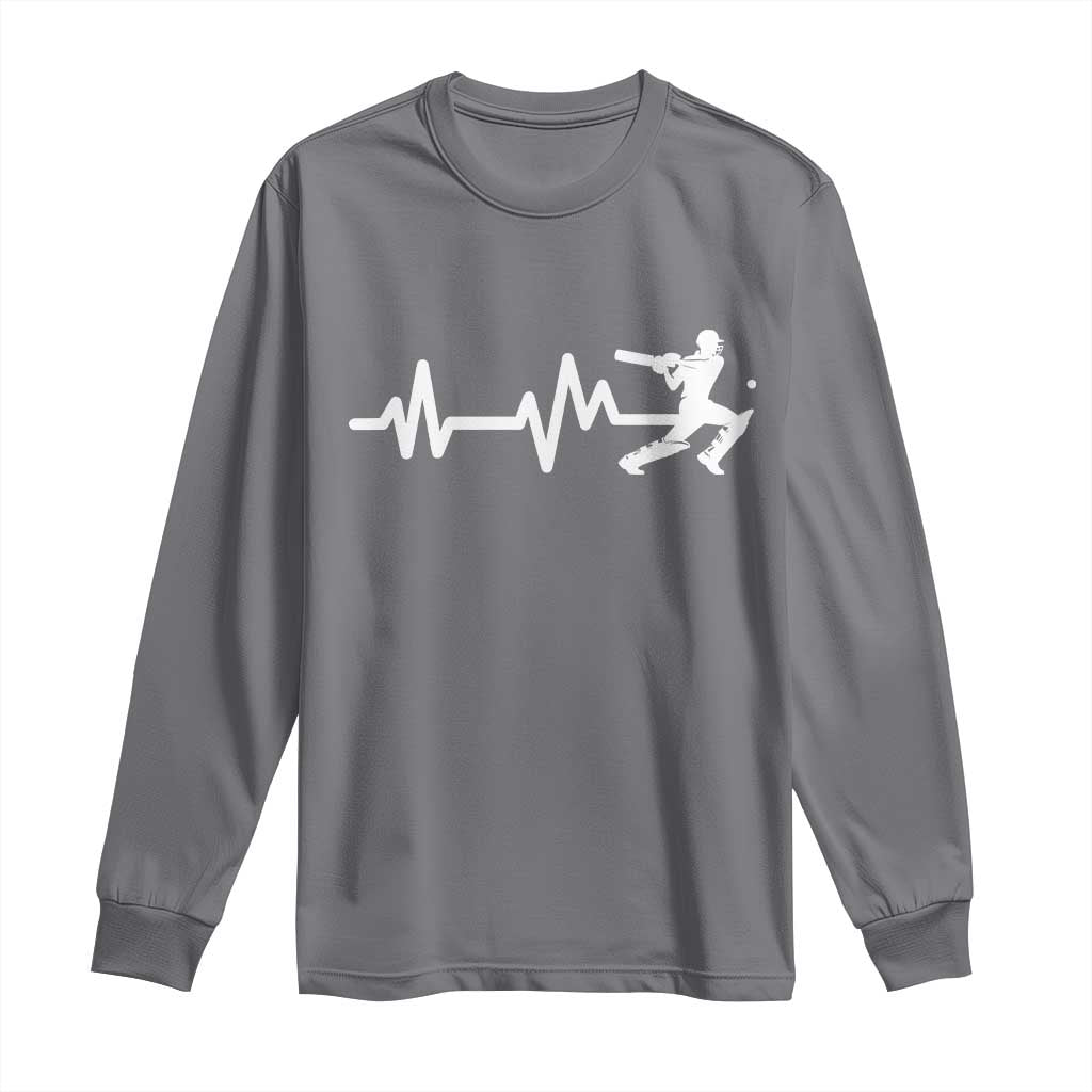 Cricket Player Long Sleeve Shirt Cricket Heartbeat Batsman