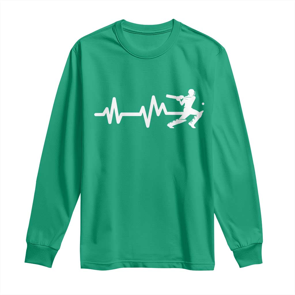 Cricket Player Long Sleeve Shirt Cricket Heartbeat Batsman