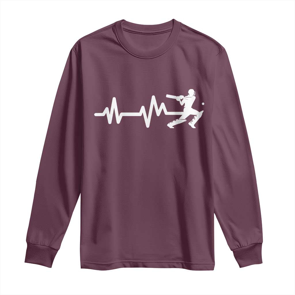 Cricket Player Long Sleeve Shirt Cricket Heartbeat Batsman