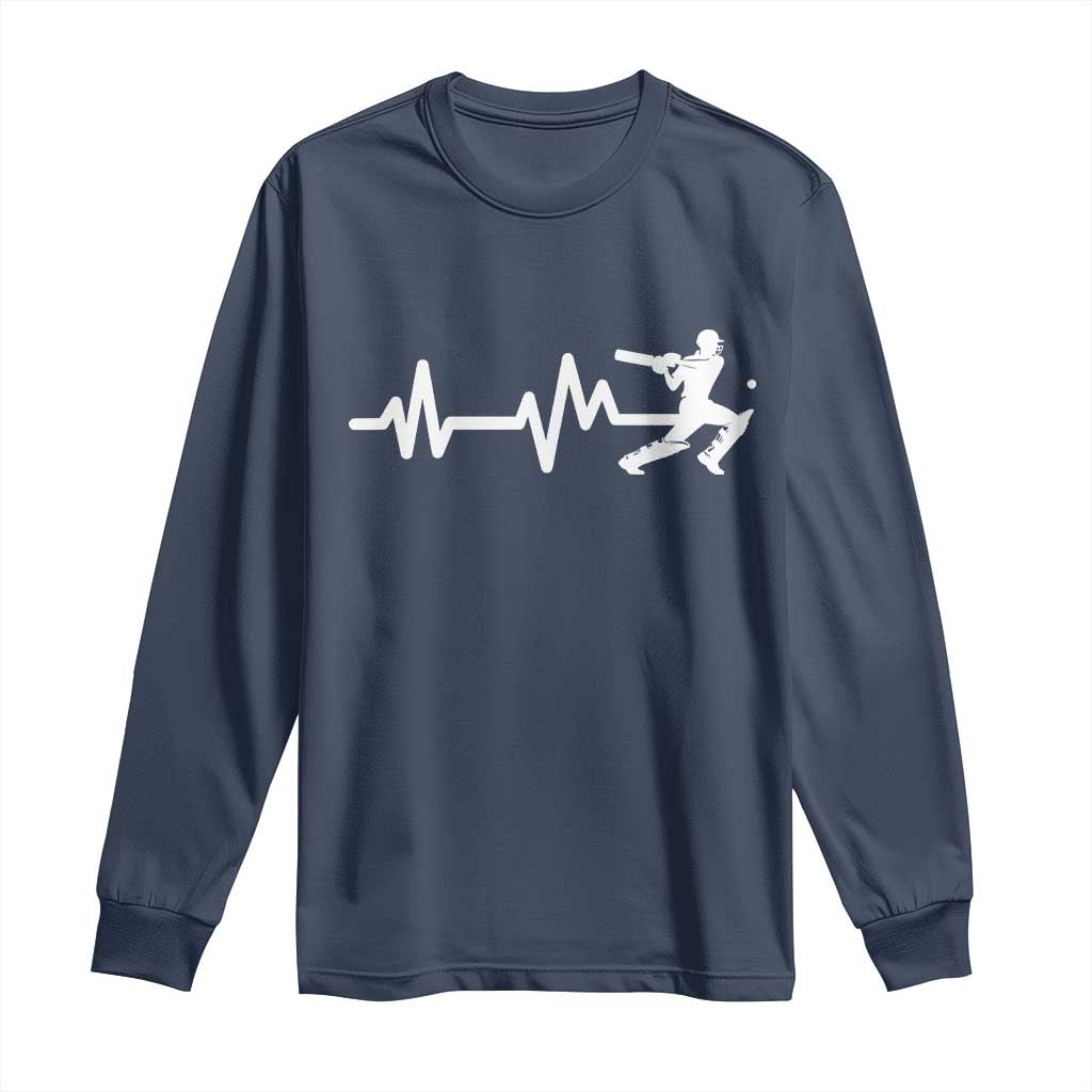 Cricket Player Long Sleeve Shirt Cricket Heartbeat Batsman