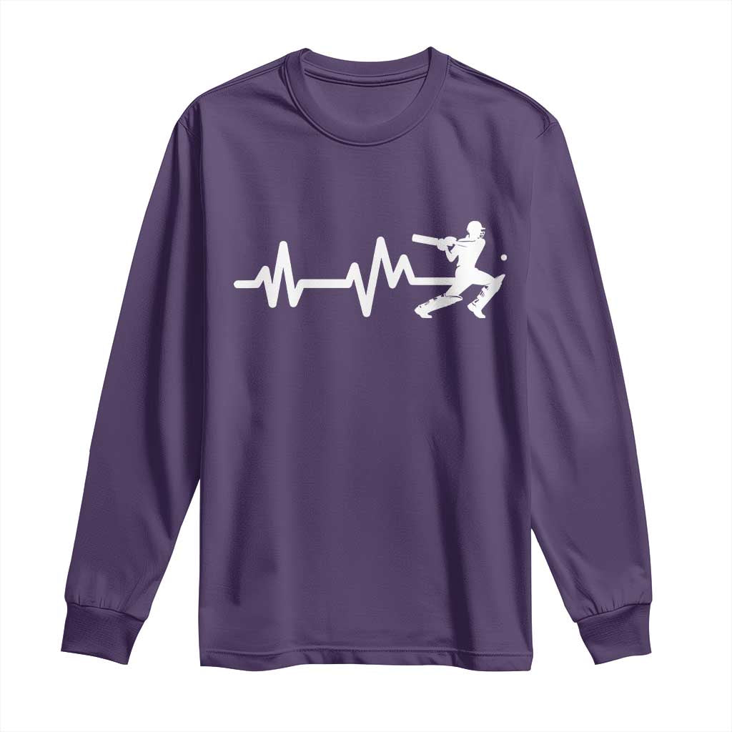 Cricket Player Long Sleeve Shirt Cricket Heartbeat Batsman