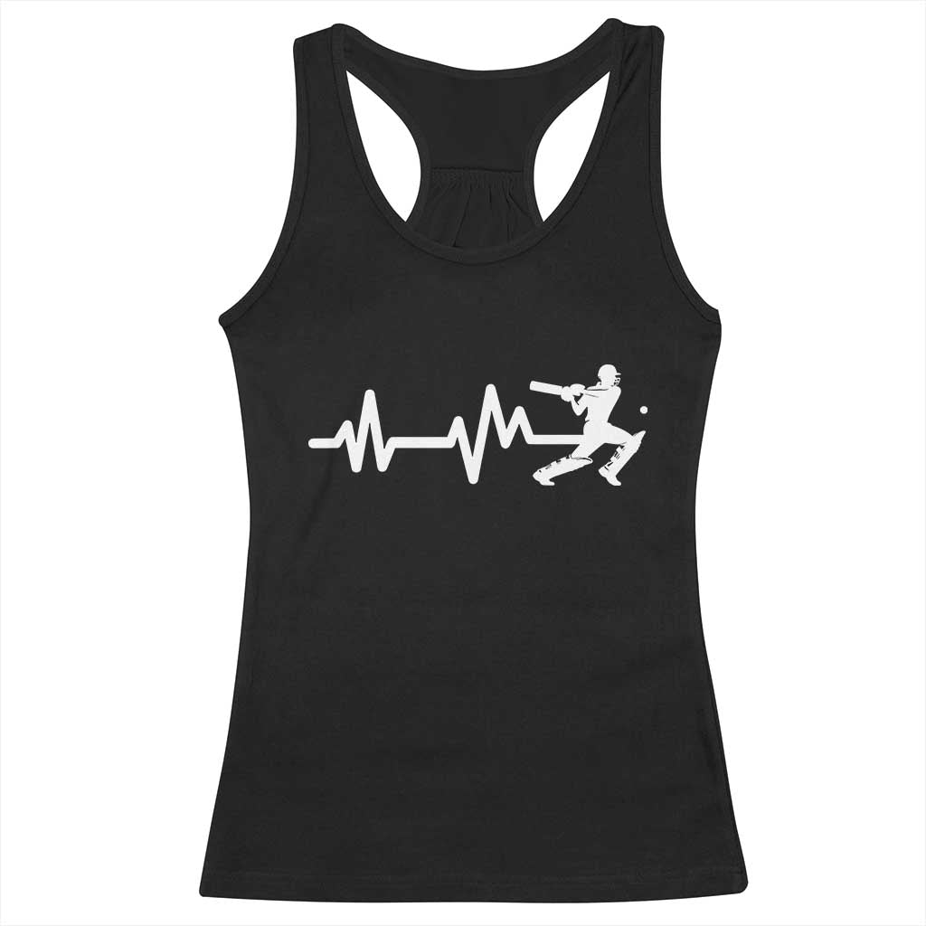 Cricket Player Racerback Tank Top Cricket Heartbeat Batsman