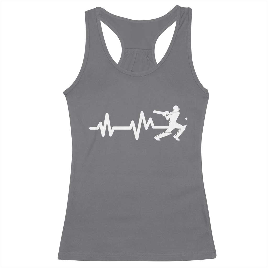 Cricket Player Racerback Tank Top Cricket Heartbeat Batsman