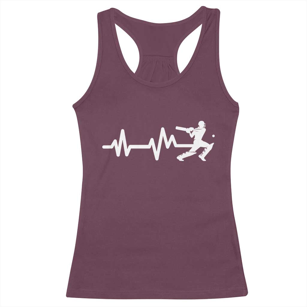 Cricket Player Racerback Tank Top Cricket Heartbeat Batsman
