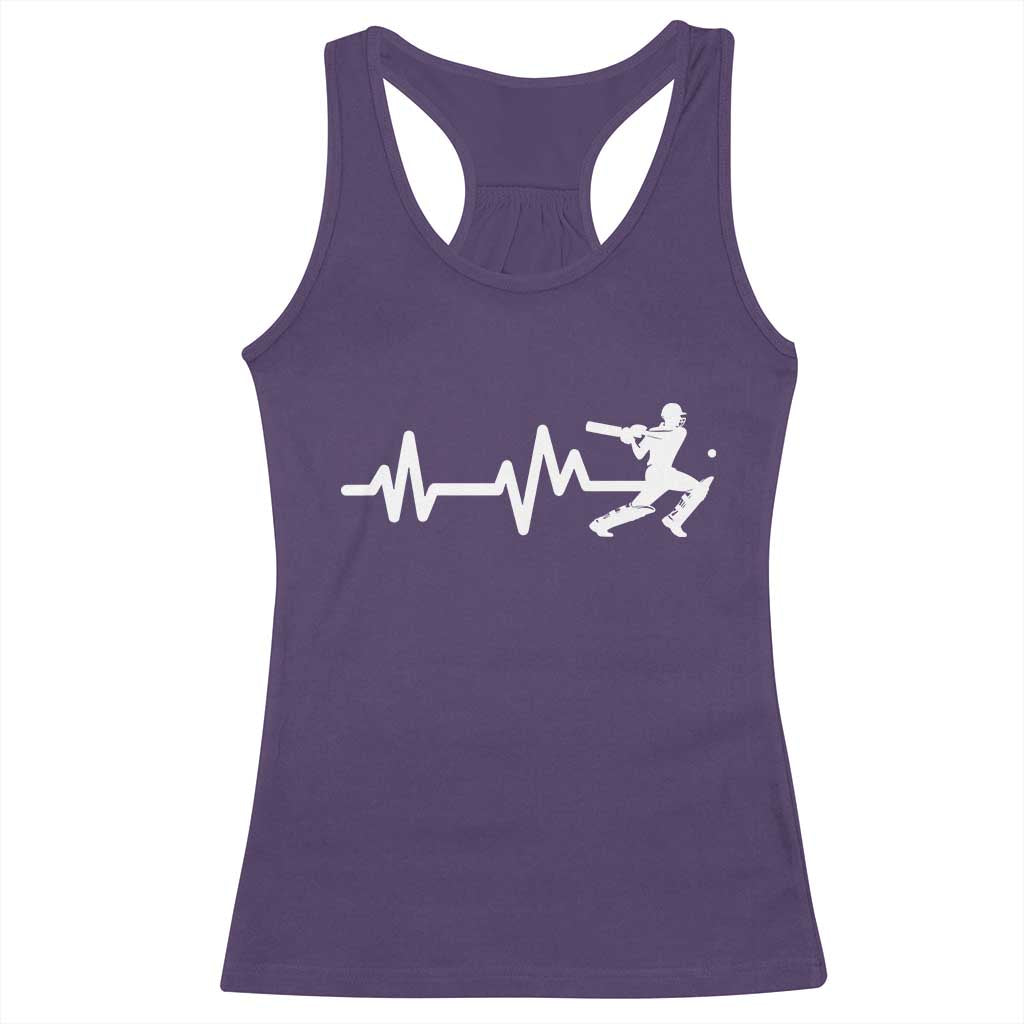 Cricket Player Racerback Tank Top Cricket Heartbeat Batsman
