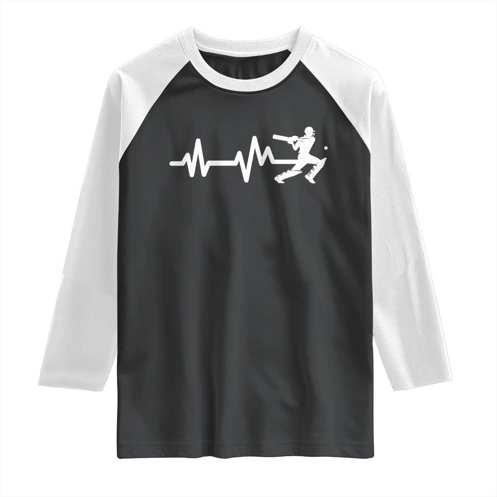 Cricket Player Raglan Shirt Cricket Heartbeat Batsman