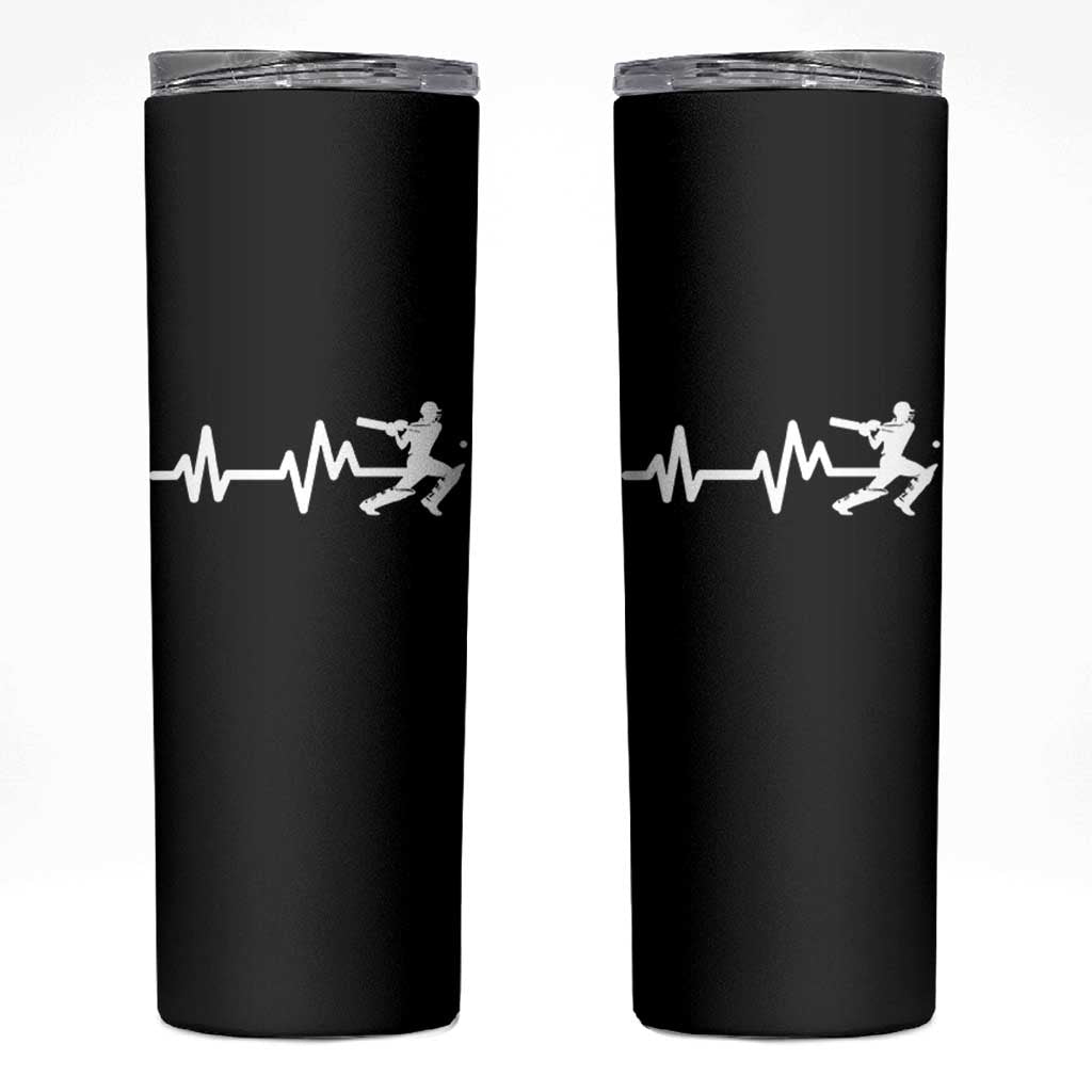 Cricket Player Skinny Tumbler Cricket Heartbeat Batsman