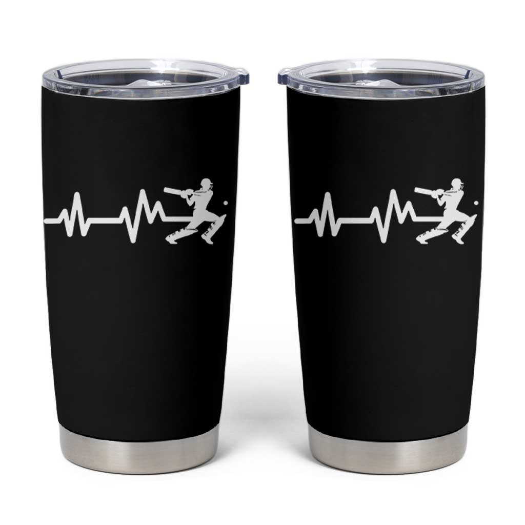 Cricket Player Tumbler Cup Cricket Heartbeat Batsman