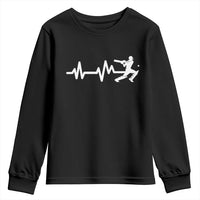 Cricket Player Youth Sweatshirt Cricket Heartbeat Batsman